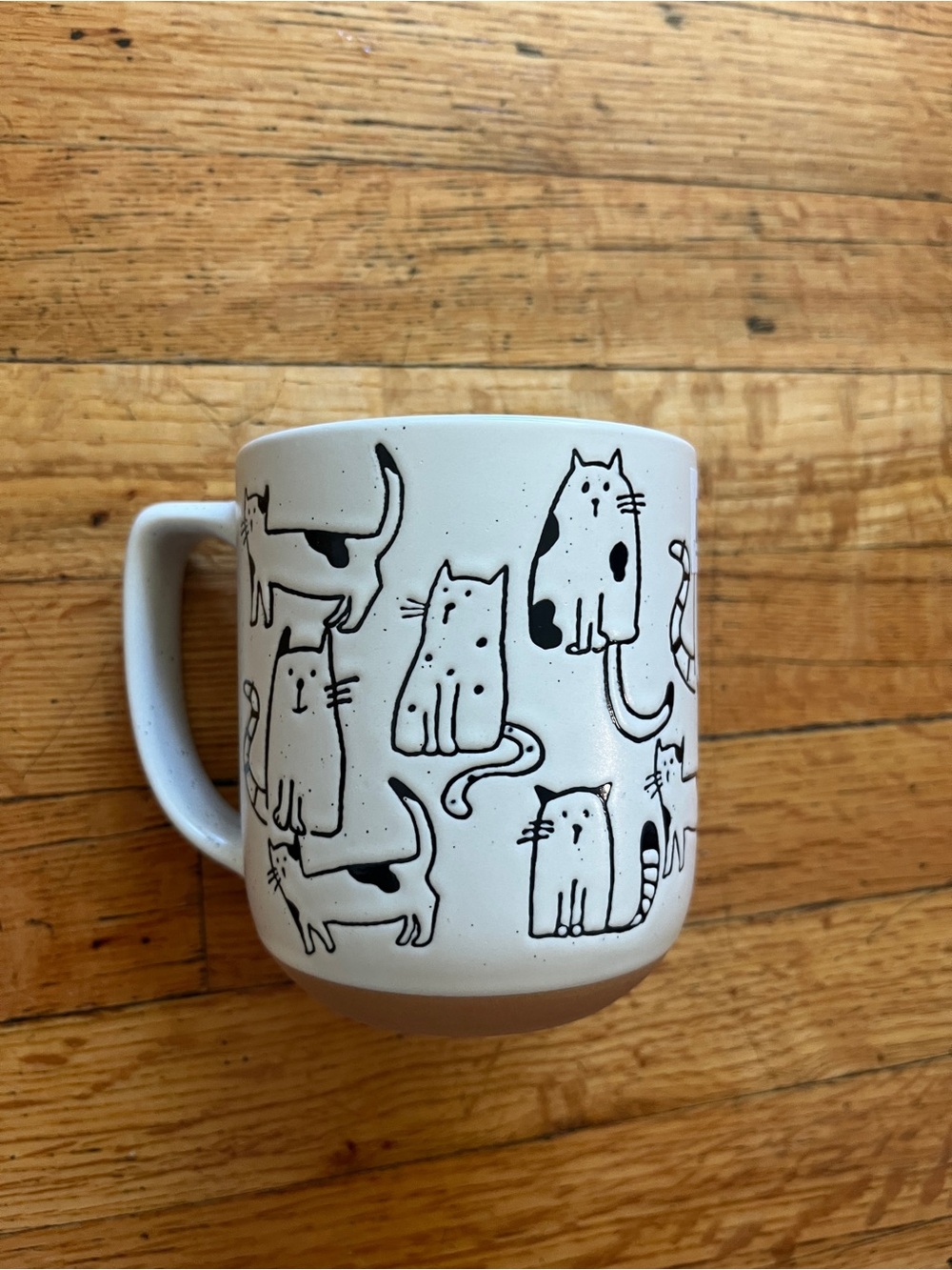 White Cat Pattern Ceramic Mug - Cat Print Coffee Cup